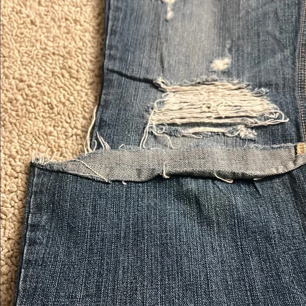 Abercrombie & Fitch Blue Straight Leg Jeans with Distressed Details 335